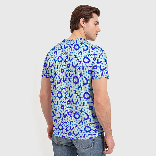 Мужская футболка Синие каракули / 3D-принт – фото 4