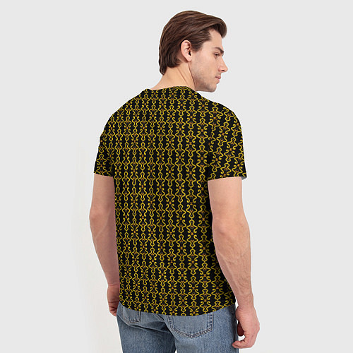 Мужская футболка Узоры чёрно-золотой паттерн / 3D-принт – фото 4