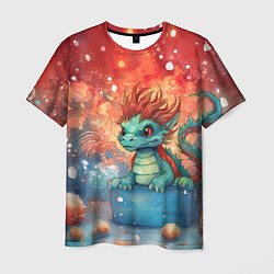 Мужская футболка Новогодний маленький дракон символ 2024