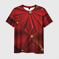 Мужская футболка Красный материал со складками