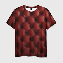 Мужская футболка Бордовая кожаная текстура