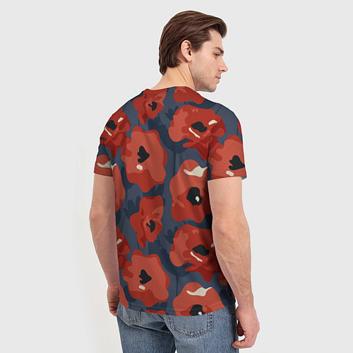 Мужская футболка Абстрактные красные маки - паттерн / 3D-принт – фото 4