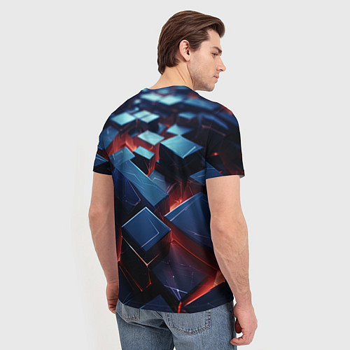 Мужская футболка Синие плиты абстракция разлома / 3D-принт – фото 4