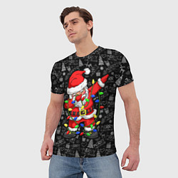 Футболка мужская Санта Клаус с гирляндой, цвет: 3D-принт — фото 2