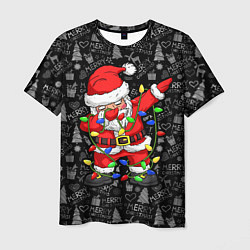 Мужская футболка Санта Клаус с гирляндой