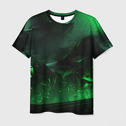 Мужская футболка Геометрическая текстурная зеленая абстракция