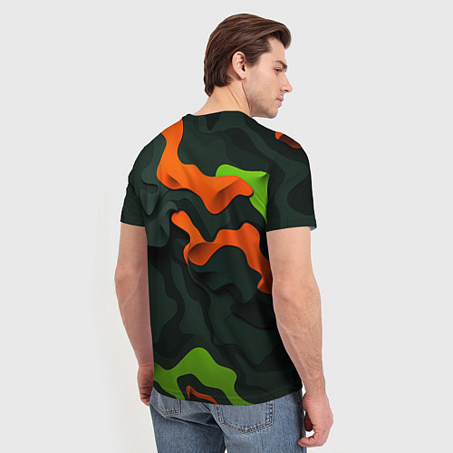 Мужская футболка Зеленые и оранжевые кляксы / 3D-принт – фото 4