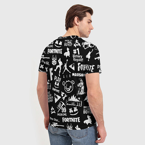 Мужская футболка Fortnite alllogo black / 3D-принт – фото 4