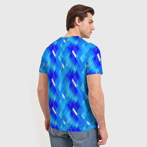 Мужская футболка Синее пиксельное полотно / 3D-принт – фото 4
