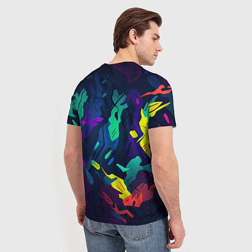 Мужская футболка Яркая абстракция в стиле камуфляжа / 3D-принт – фото 4