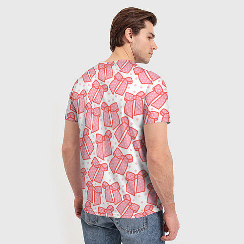 Мужская футболка Узор с розовыми бантами в горошек / 3D-принт – фото 4