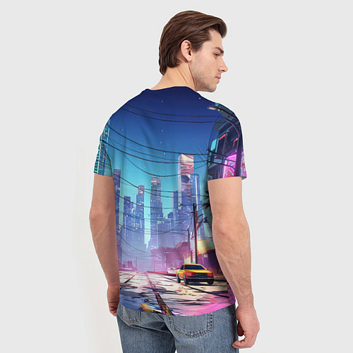 Мужская футболка GTA 6 неоновый город / 3D-принт – фото 4
