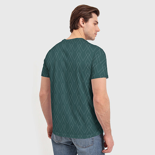 Мужская футболка Зелёный геометричные линии / 3D-принт – фото 4