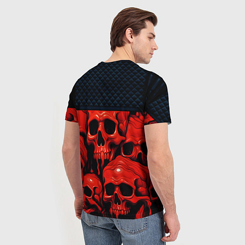 Мужская футболка Расплавленные красные черепа стёжка / 3D-принт – фото 4