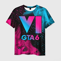 Мужская футболка GTA 6 - neon gradient
