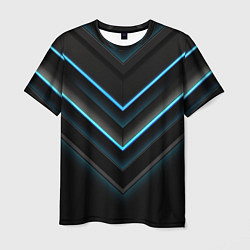 Мужская футболка Голубые геометрические неоновые полосы