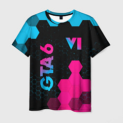 Футболка мужская GTA 6 - neon gradient вертикально, цвет: 3D-принт