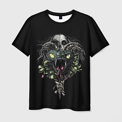 Мужская футболка Змея череп цветы