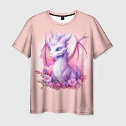 Мужская футболка Дракончик с цветами