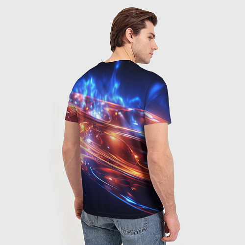 Мужская футболка Оранжевая полоса в движении / 3D-принт – фото 4