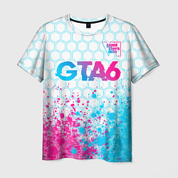 Мужская футболка GTA6 neon gradient style посередине