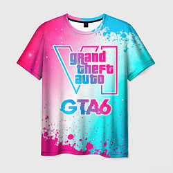 Мужская футболка GTA6 neon gradient style