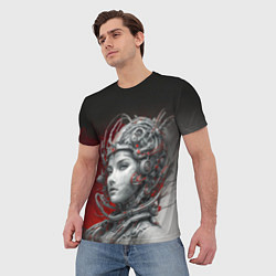 Футболка мужская Девушка в кибернетическом шлеме, цвет: 3D-принт — фото 2