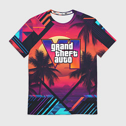 Футболка мужская GTA 6 аbstract logo, цвет: 3D-принт