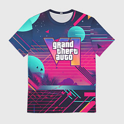 Мужская футболка GTA 6 логотип и абстракция