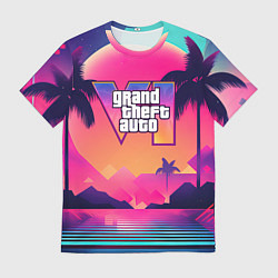 Мужская футболка GTA 6 закат солнца