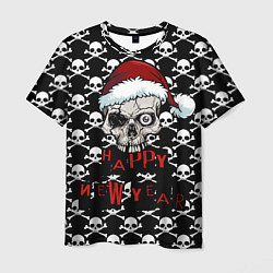 Мужская футболка Happy New Year новогодний череп