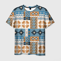 Мужская футболка Этнический мозаичный геометрический паттерн