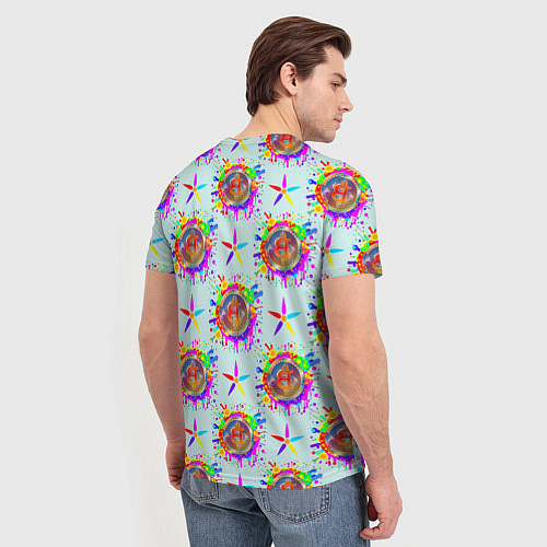 Мужская футболка Биткойн и цветок / 3D-принт – фото 4