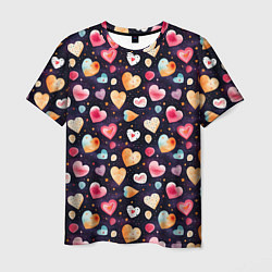 Мужская футболка Паттерн с сердечками на Валентинов день