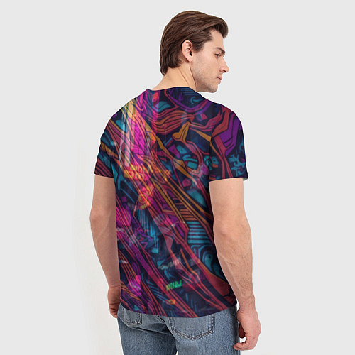 Мужская футболка Андроид с неоновым взглядом / 3D-принт – фото 4
