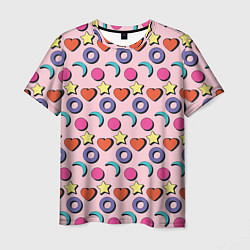 Мужская футболка Современный узор с сердечной звездой и кругом