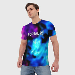Футболка мужская Portal неоновый градиент, цвет: 3D-принт — фото 2