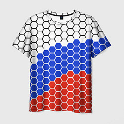Футболка мужская Флаг России из гексагонов, цвет: 3D-принт