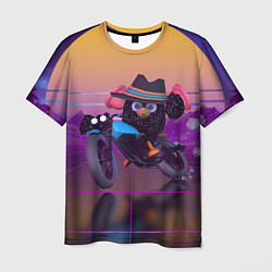 Мужская футболка Чёрный Гусь на мотоцикле Чикен Ган