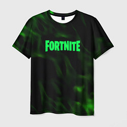 Мужская футболка Fortnite языки пламени зелёный