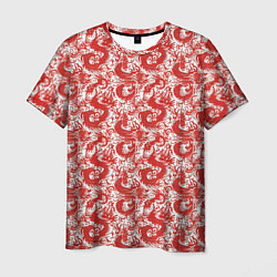 Мужская футболка Красные драконы на белом фоне