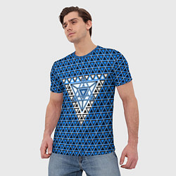 Футболка мужская Синие и чёрные треугольники, цвет: 3D-принт — фото 2