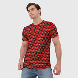 Футболка мужская Красные и чёрные треугольники, цвет: 3D-принт — фото 2