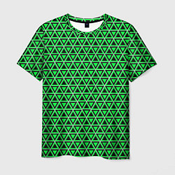 Мужская футболка Зелёные и чёрные треугольники