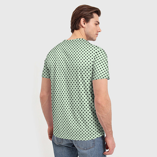Мужская футболка Светло-салатовый паттерн маленькие звёздочки / 3D-принт – фото 4
