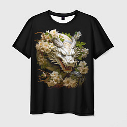 Мужская футболка Китайский дракон и цветы сакуры
