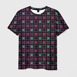 Мужская футболка Тёмно-розовый полосы квадратики