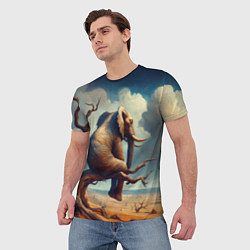 Футболка мужская Слон сидит на ветке дерева в пустыне, цвет: 3D-принт — фото 2