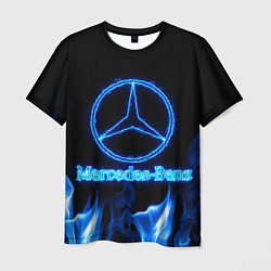 Мужская футболка Mercedes-benz blue neon