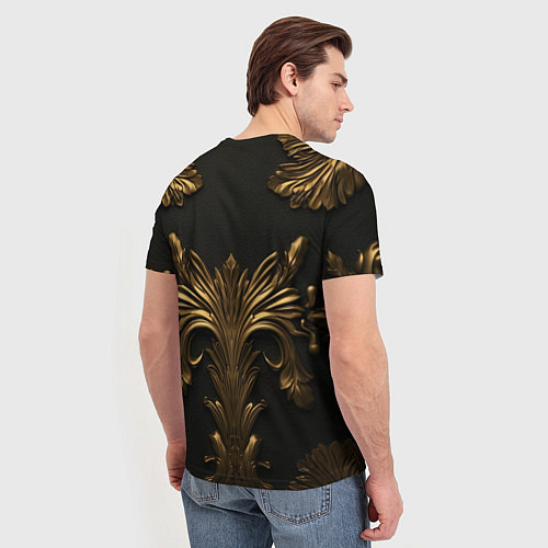 Мужская футболка Темные золотые узоры / 3D-принт – фото 4